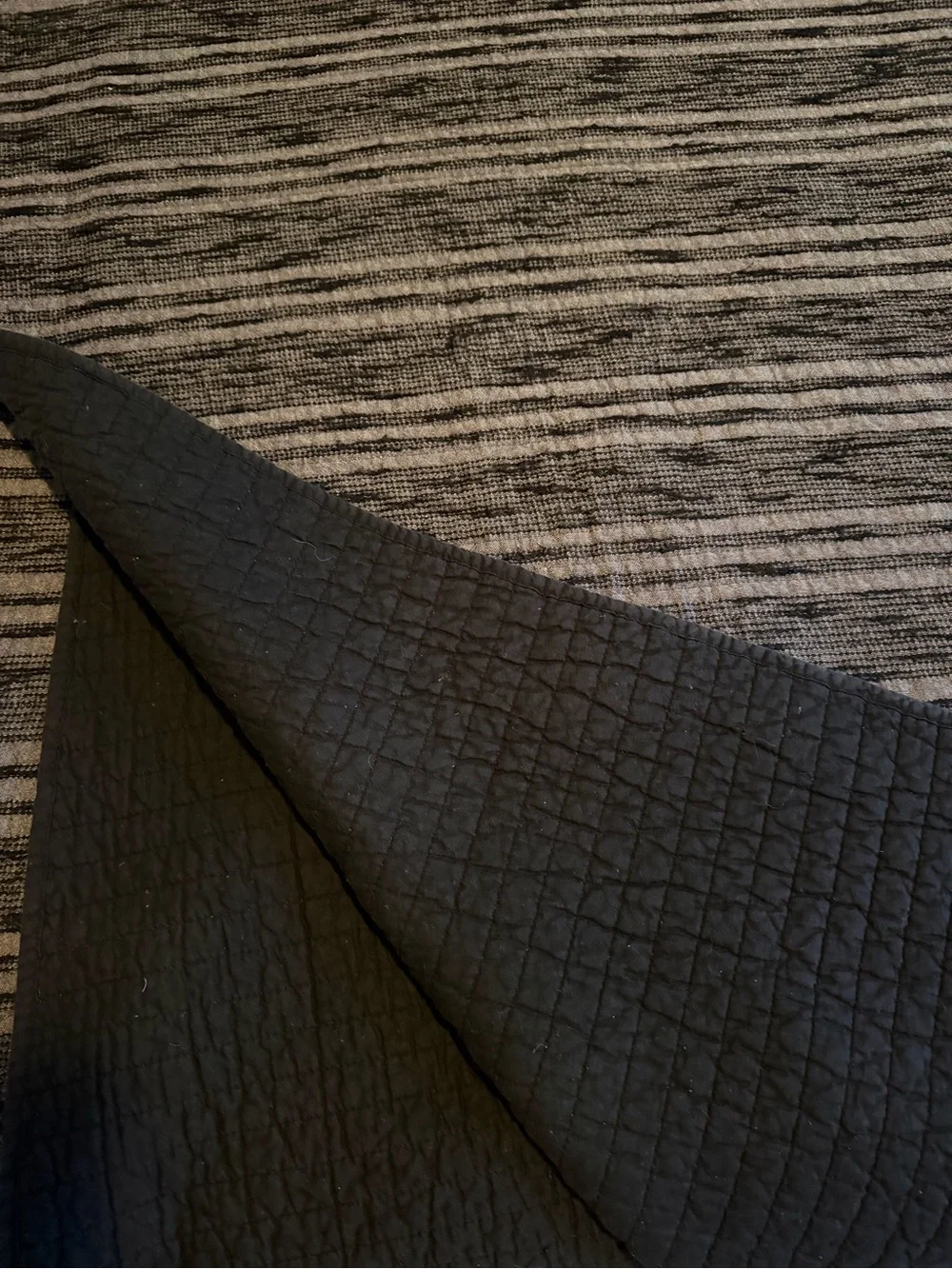 Sonoma Black and Gray Striped Quilted Throw